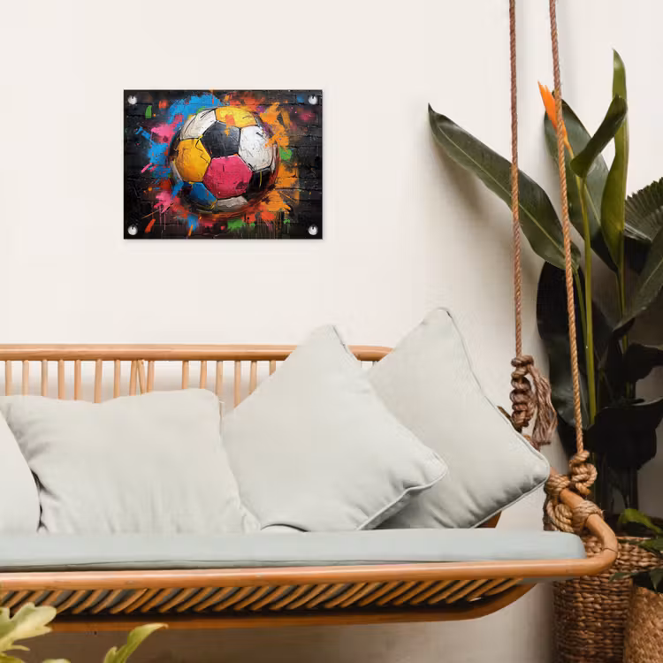 Kleurrijke Voetbal tuinposter los doek klein -sfeer7