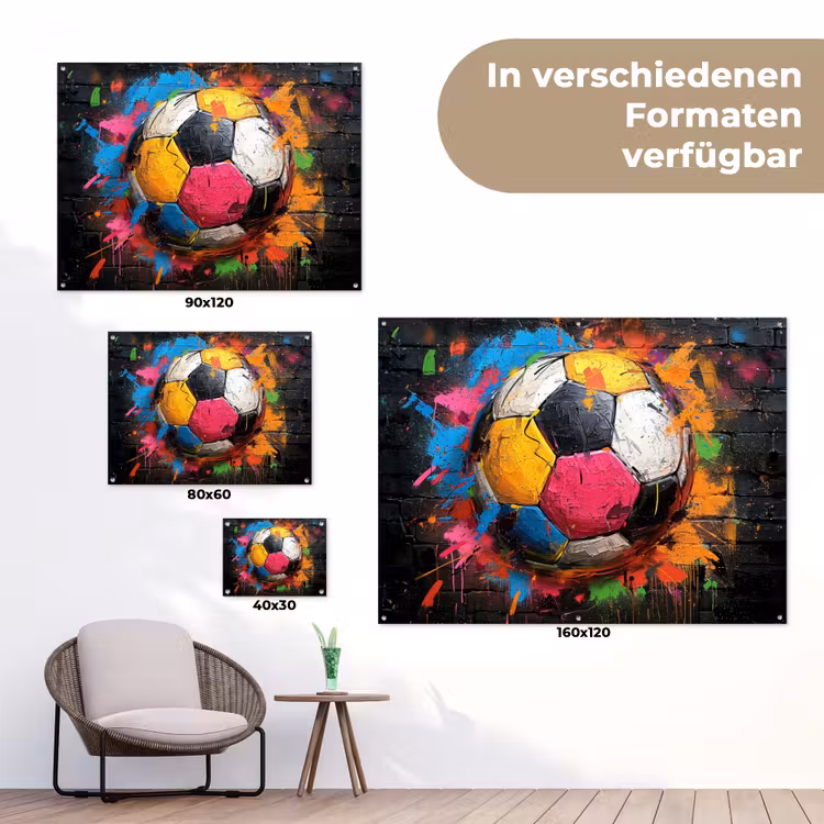 Kleurrijke Voetbal tuinposter los doek klein -Xsfeer9_DE