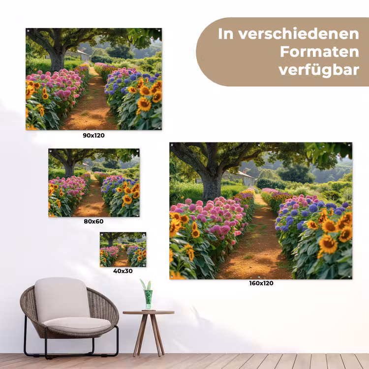 Kleurrijk Tuinpad tuinposter los doek klein -Xsfeer9_DE