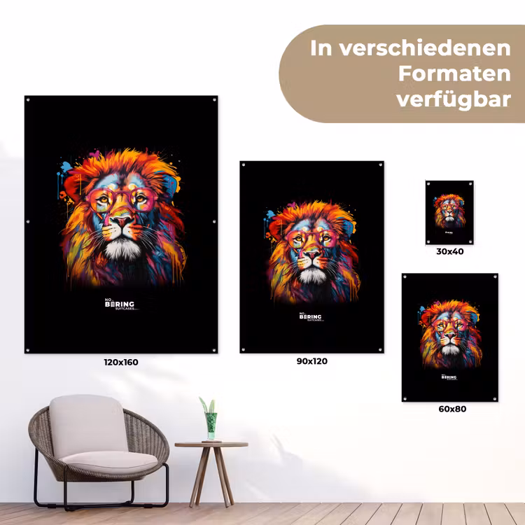Kleurrijke leeuw in graffiti stijl tuinposter los doek klein -Xsfeer9_DE
