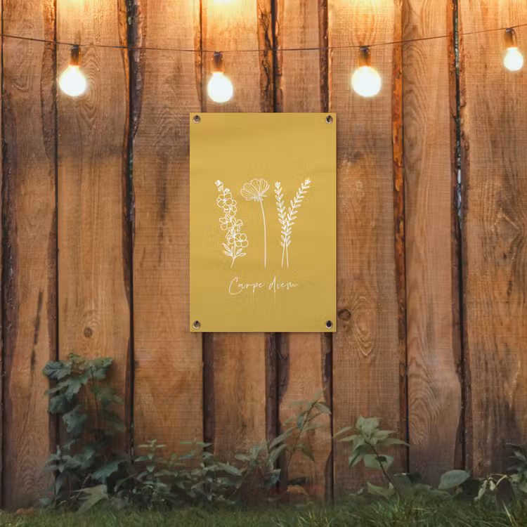 Carpe Diem met Bloemen tuinposter los doek klein -sfeer1
