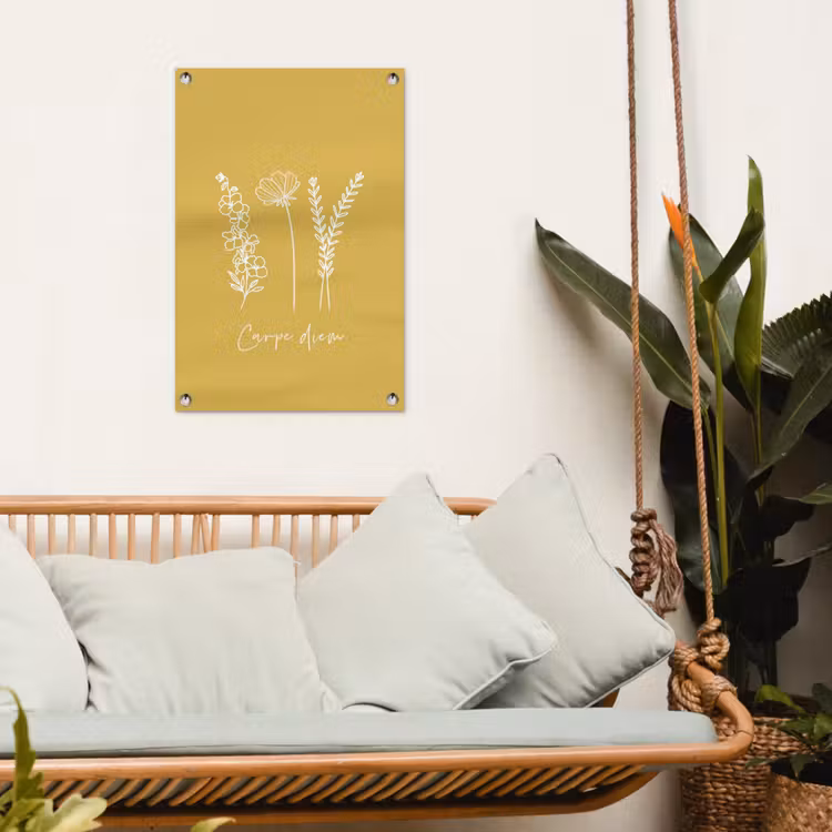 Carpe Diem met Bloemen tuinposter los doek klein -sfeer7