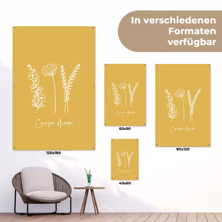 Carpe Diem met Bloemen tuinposter los doek klein -Xsfeer9_DE