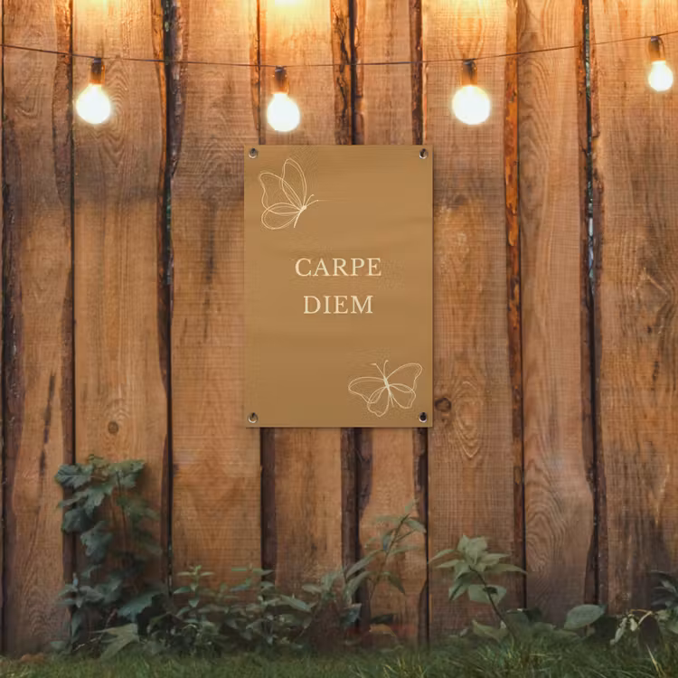 Carpe Diem met Vlinder tuinposter los doek klein -sfeer1