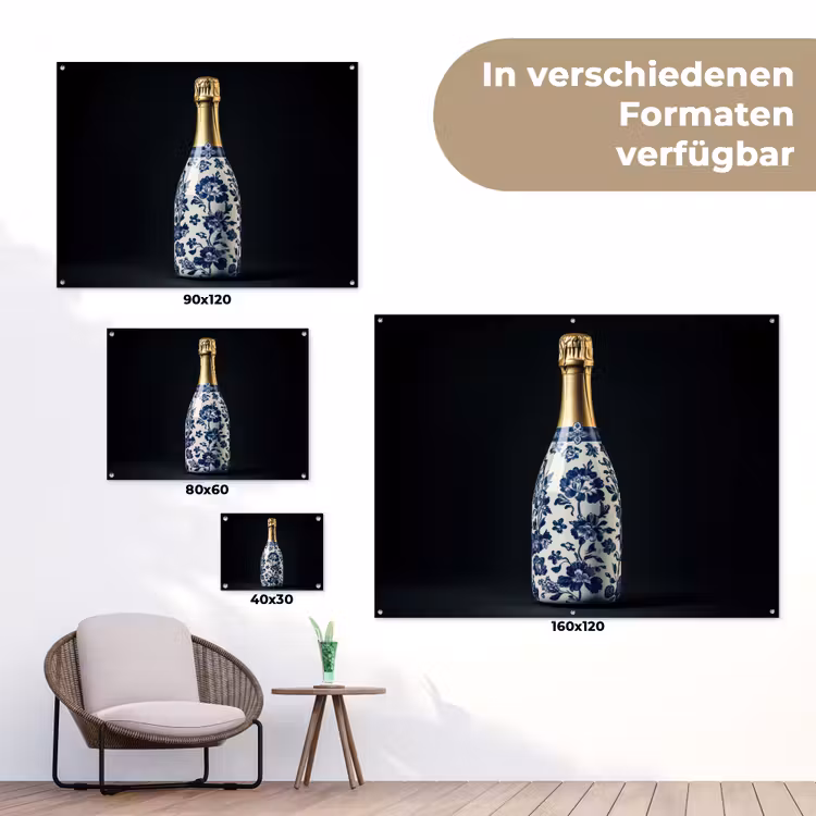 Champagne - Bloemen - Goud - Chique tuinposter los doek klein -Xsfeer9_DE