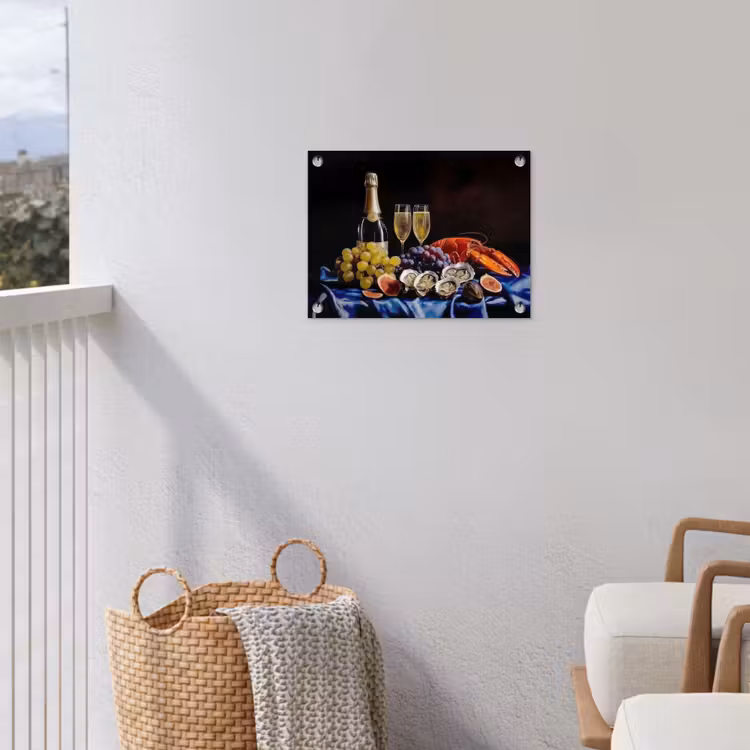 Champagne - Luxe - Oesters tuinposter los doek klein -sfeer8