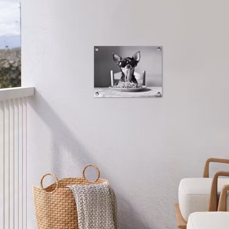 Chihuahua - Hond - Zonnebril - Humoristisch - Zwart - Wit - Spaghetti tuinposter los doek klein -sfeer8