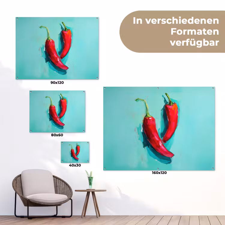 Chilipepers - Geverfd - Rood tuinposter los doek klein -Xsfeer9_DE