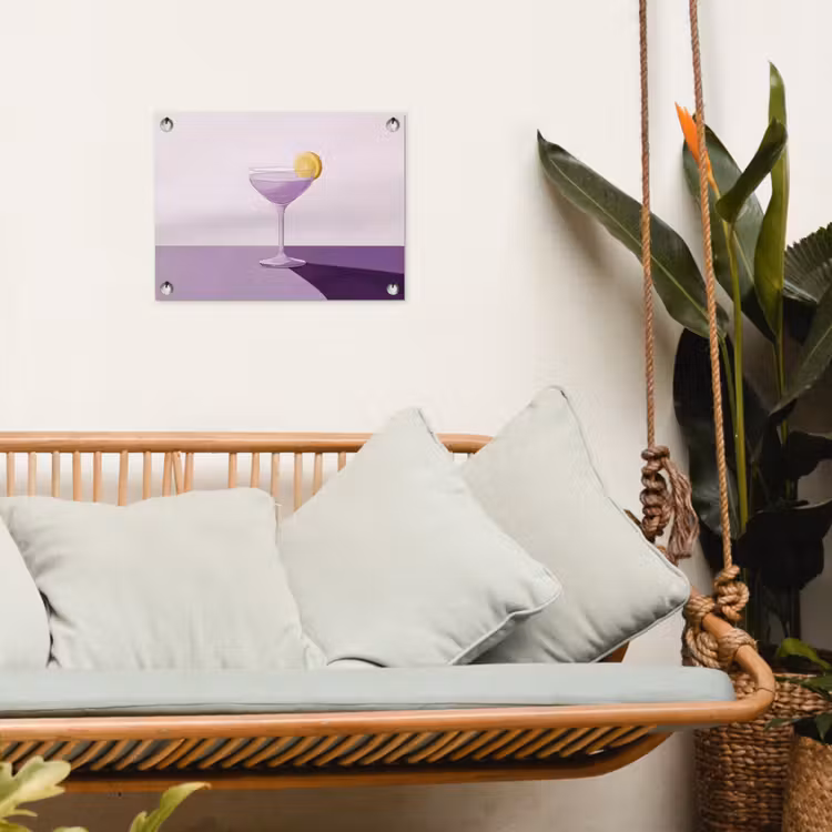 Cocktail - Paars - Minimalistisch - Citroen tuinposter los doek klein -sfeer7