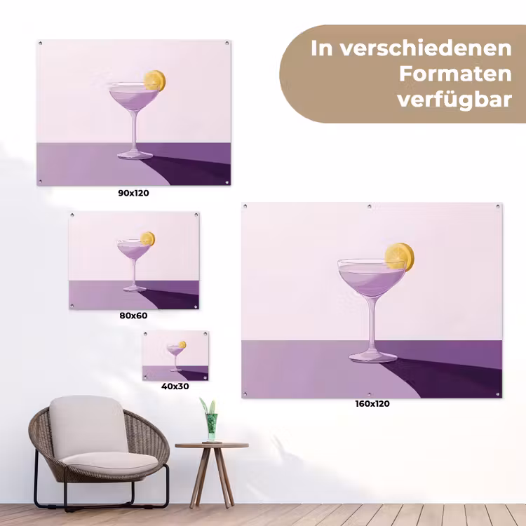 Cocktail - Paars - Minimalistisch - Citroen tuinposter los doek klein -Xsfeer9_DE