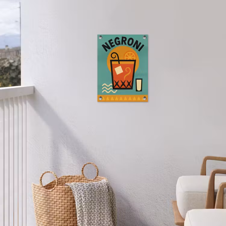Cocktail - Negroni - Art - Sinaasappel tuinposter los doek klein -sfeer8