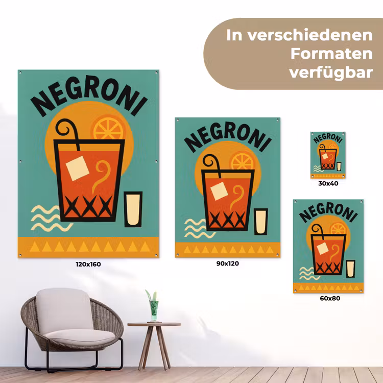 Cocktail - Negroni - Art - Sinaasappel tuinposter los doek klein -Xsfeer9_DE