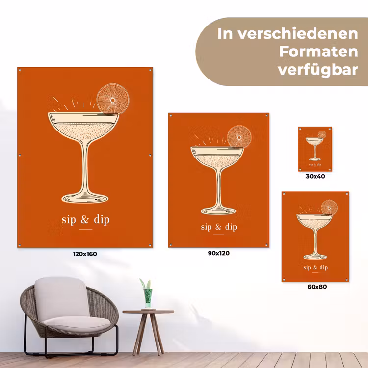 Cocktail - Oranje - Zomer - Quote tuinposter los doek klein -Xsfeer9_DE