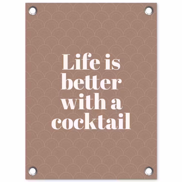 Cocktail - Tekst - Patroon - Wit tuinposter los doek klein -3d
