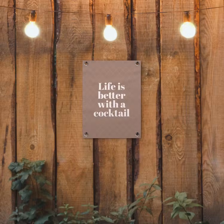 Cocktail - Tekst - Patroon - Wit tuinposter los doek klein -sfeer1
