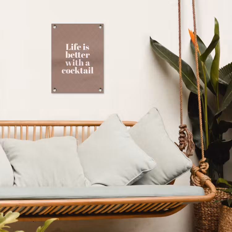 Cocktail - Tekst - Patroon - Wit tuinposter los doek klein -sfeer7