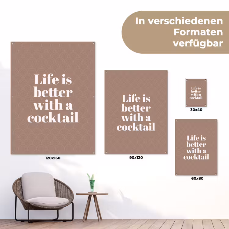 Cocktail - Tekst - Patroon - Wit tuinposter los doek klein -Xsfeer9_DE