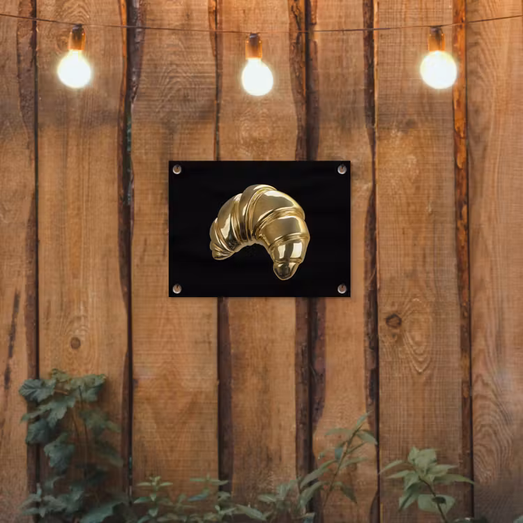 Croissant - Brood - Goud - Zwart tuinposter los doek klein -sfeer1