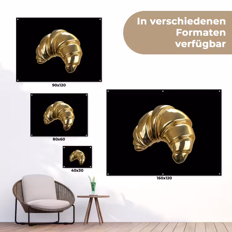 Croissant - Brood - Goud - Zwart tuinposter los doek klein -Xsfeer9_DE
