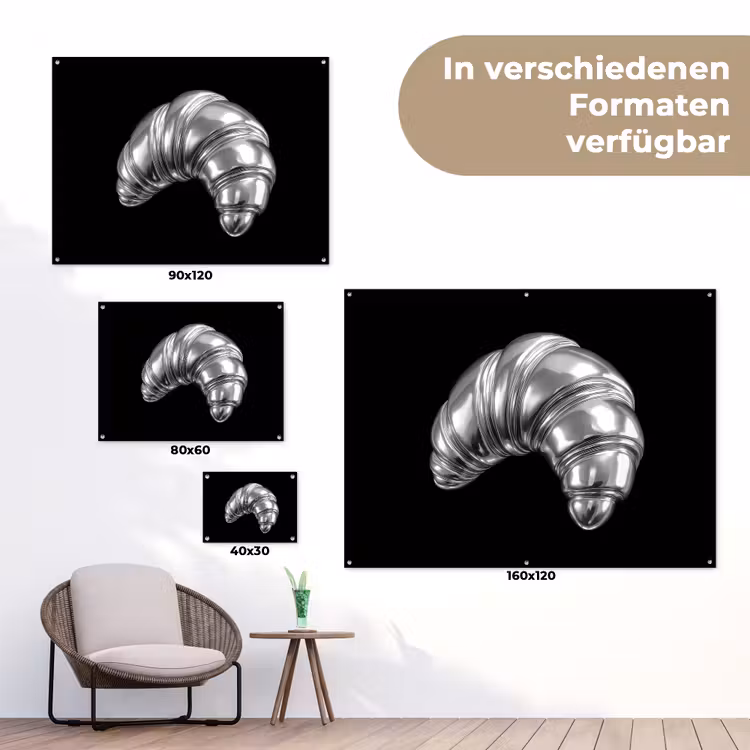 Croissant - Metaal - Zilver tuinposter los doek klein -Xsfeer9_DE