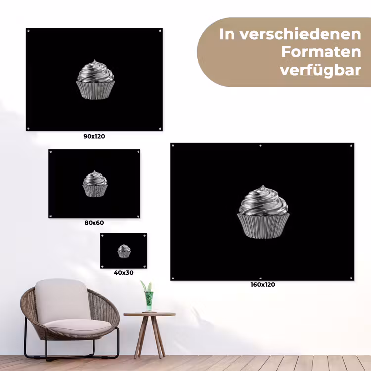 Cupcake - Luxueus - Zilver tuinposter los doek klein -Xsfeer9_DE