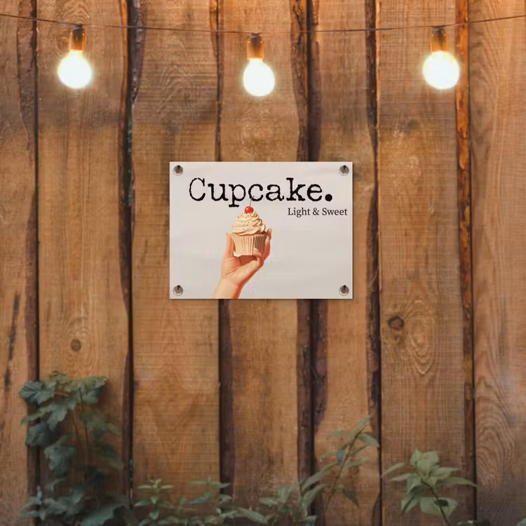 Cupcake - Zoet - Kers tuinposter los doek klein -sfeer1