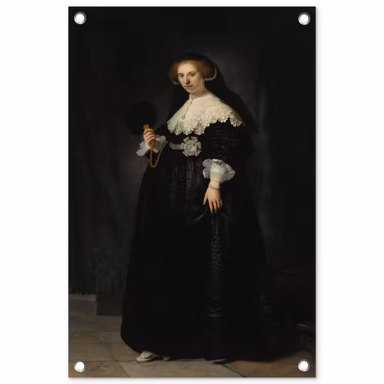 Het huwelijksportret van Oopjen Coppit - Rembrandt van Rijn tuinposter los doek klein -3d