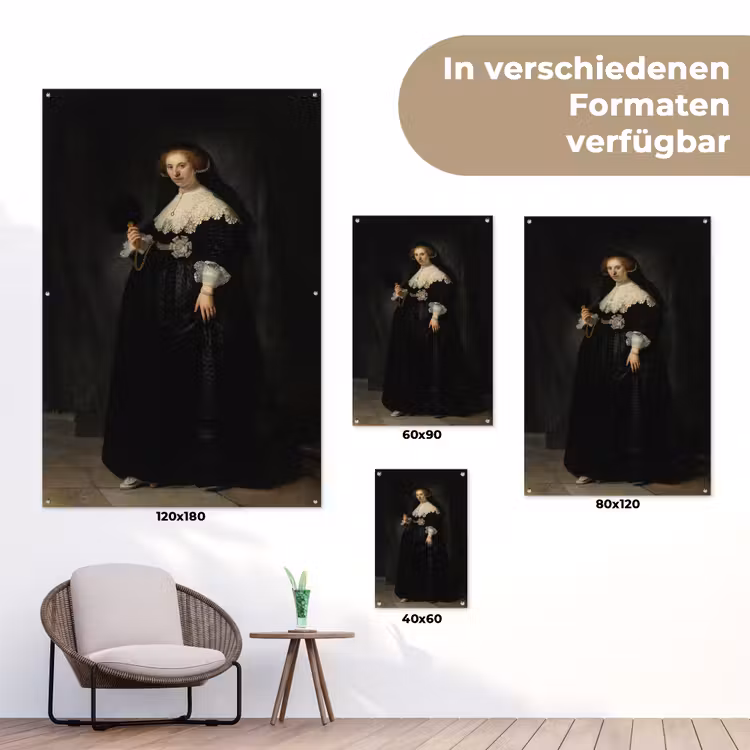 Het huwelijksportret van Oopjen Coppit - Rembrandt van Rijn tuinposter los doek klein -Xsfeer9_DE
