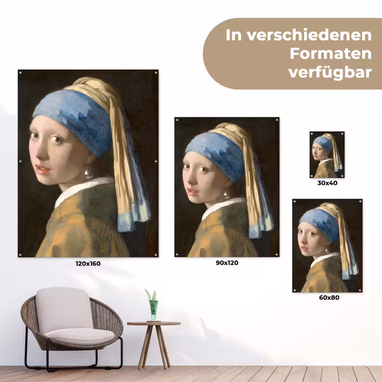 Meisje met de Parel - Schilderij van Johannes Vermeer tuinposter los doek klein -Xsfeer9_DE