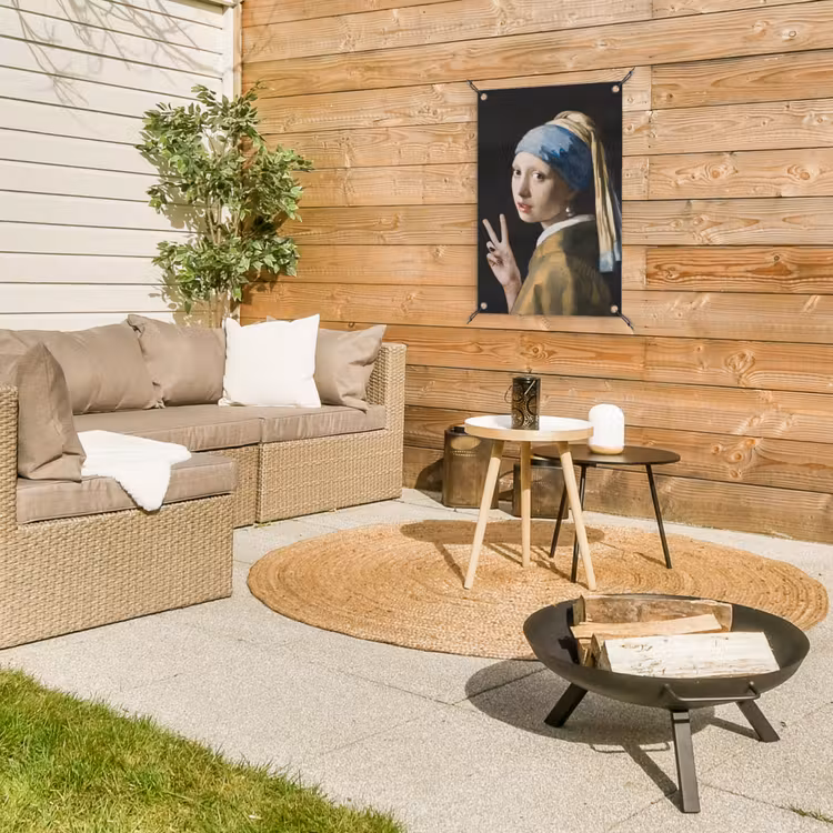 Meisje met de parel - Johannes Vermeer - Peace tuinposter los doek klein -sfeer4