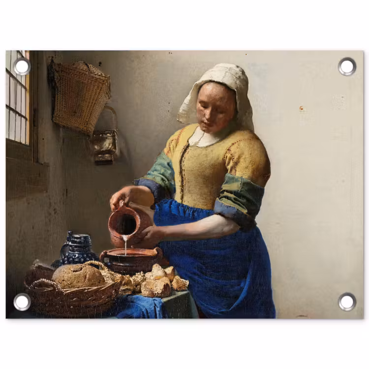 Het melkmeisje - Schilderij van Johannes Vermeer tuinposter los doek klein -3d