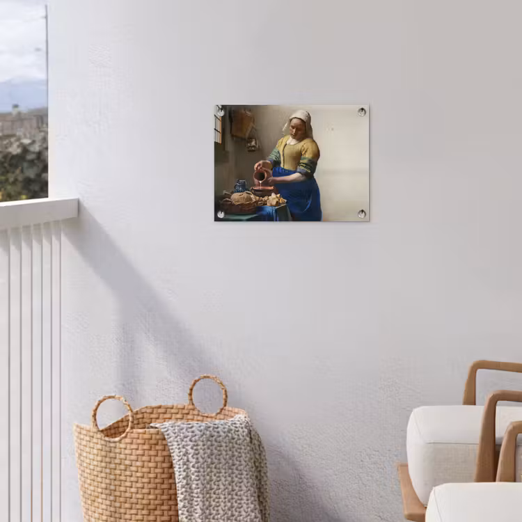 Het melkmeisje - Kunst - Oude meesters - Vermeer tuinposter los doek klein -sfeer8