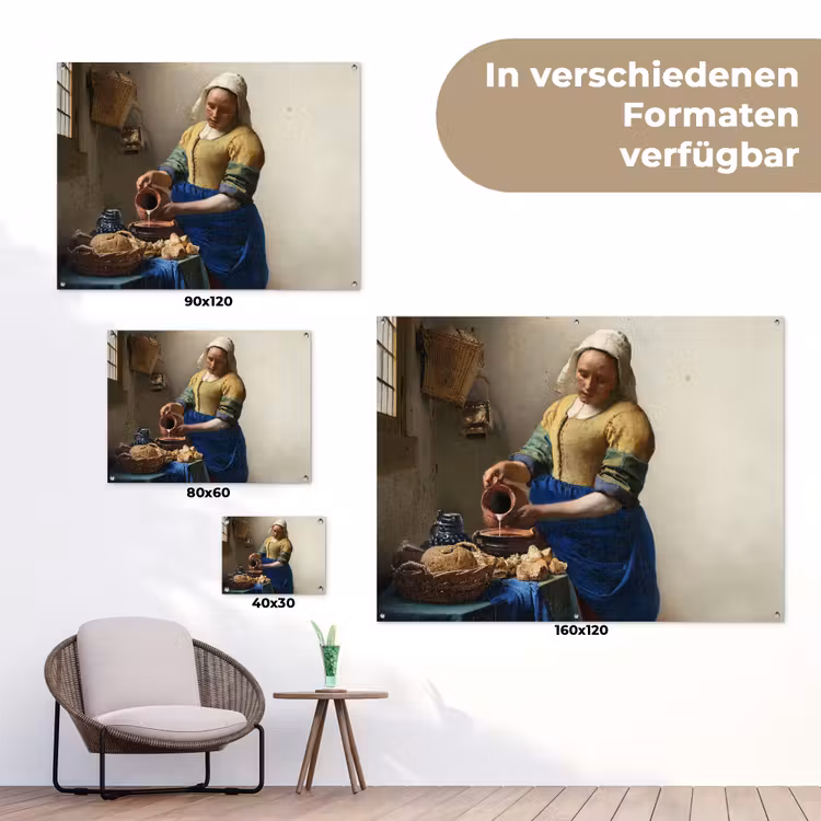 Het melkmeisje - Kunst - Oude meesters - Vermeer tuinposter los doek klein -Xsfeer9_DE