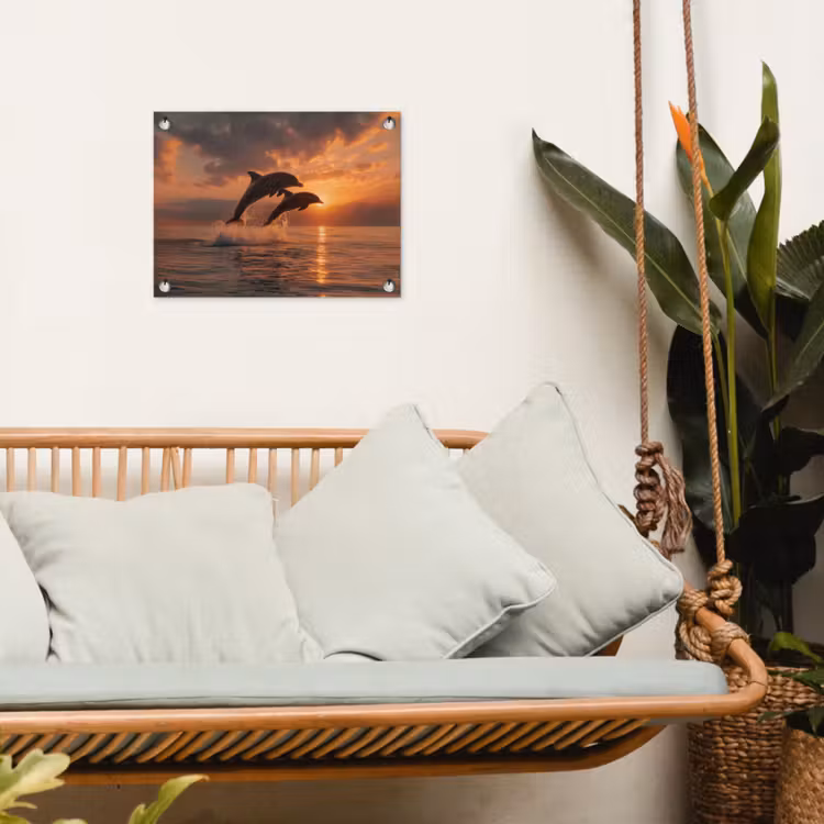 Dolfijnen - Zee - Realistisch tuinposter los doek klein -sfeer7