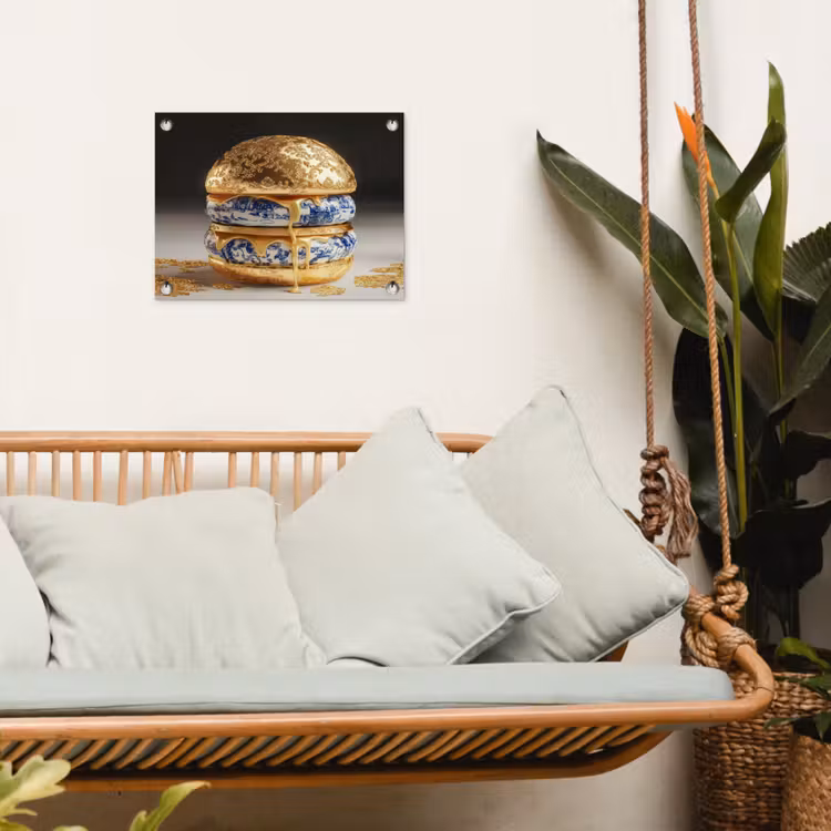 Delftsblauw - Goud - Burger tuinposter los doek klein -sfeer7