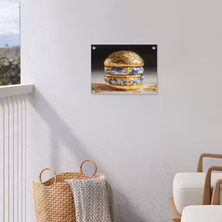 Delftsblauw - Goud - Burger tuinposter los doek klein -sfeer8