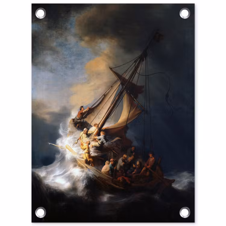 De storm op het meer van Galilea - Rembrandt van Rijn tuinposter los doek klein -3d