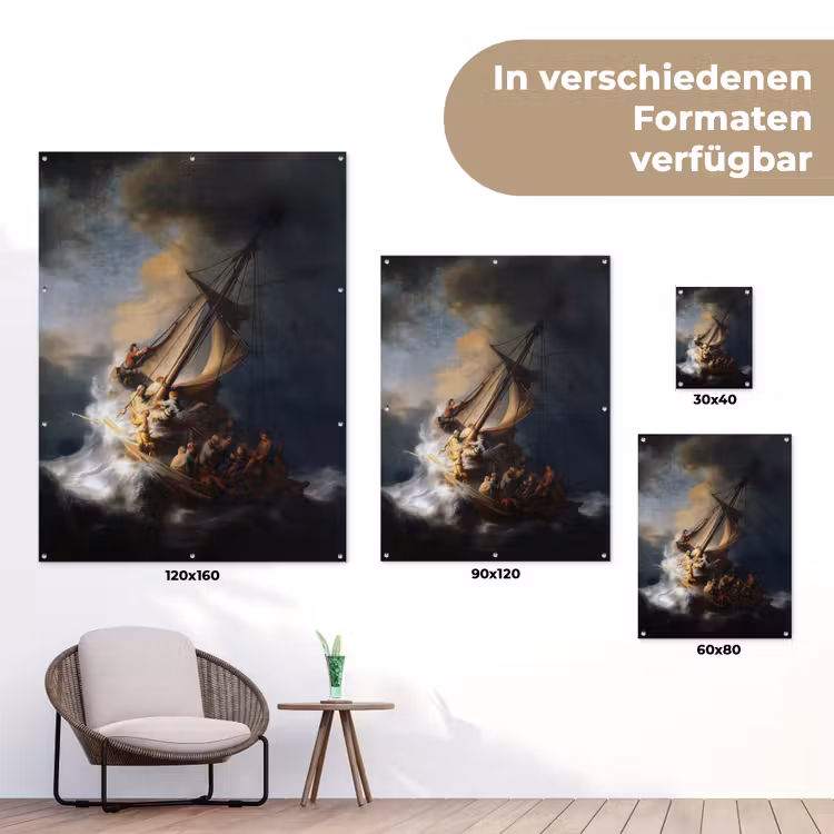 De storm op het meer van Galilea - Rembrandt van Rijn tuinposter los doek klein -Xsfeer9_DE