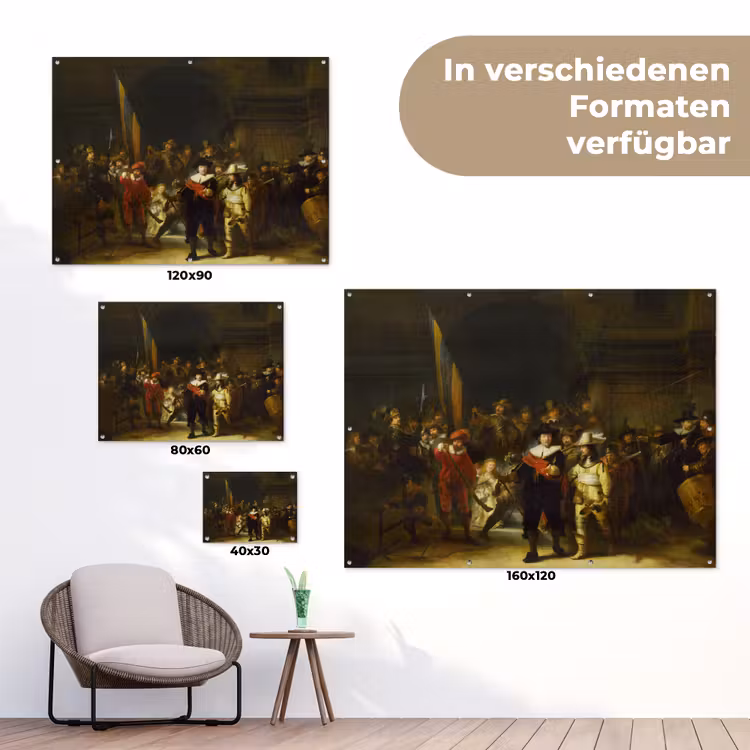 De Nachtwacht - Rembrandt van Rijn tuinposter los doek klein -Xsfeer9_DE