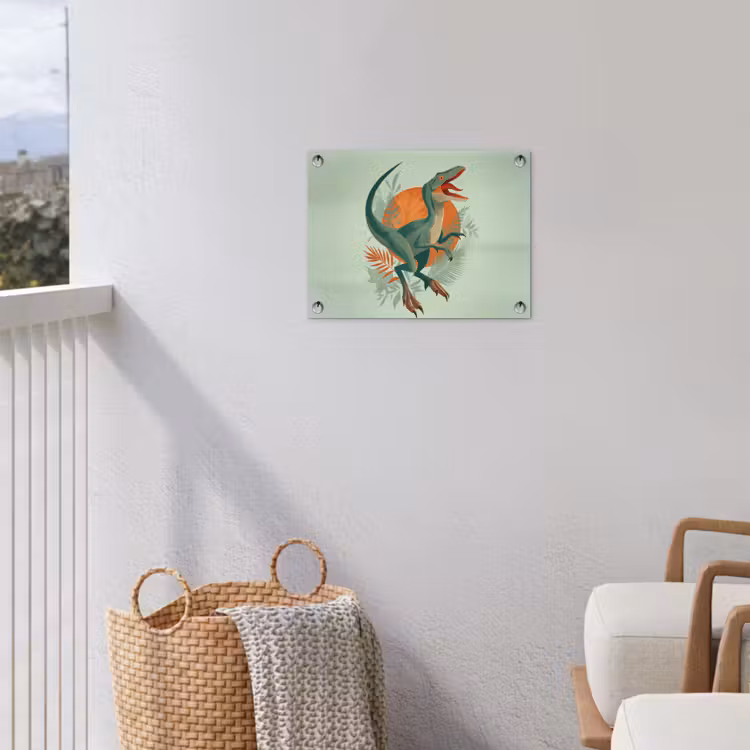 Dino - Bladeren - Grafisch - Groen tuinposter los doek klein -sfeer8