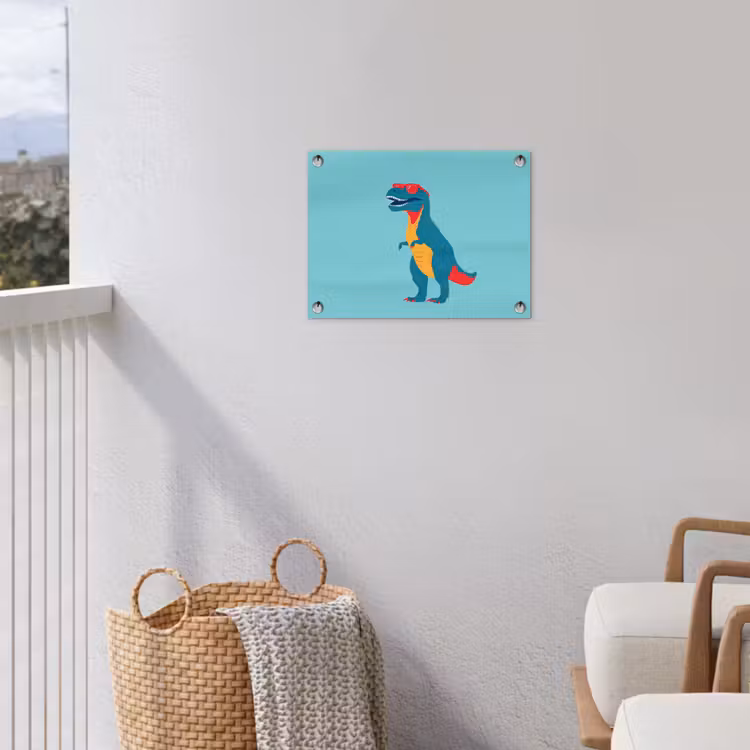 Dinosaurus - Blauw - Zonnebril tuinposter los doek klein -sfeer8