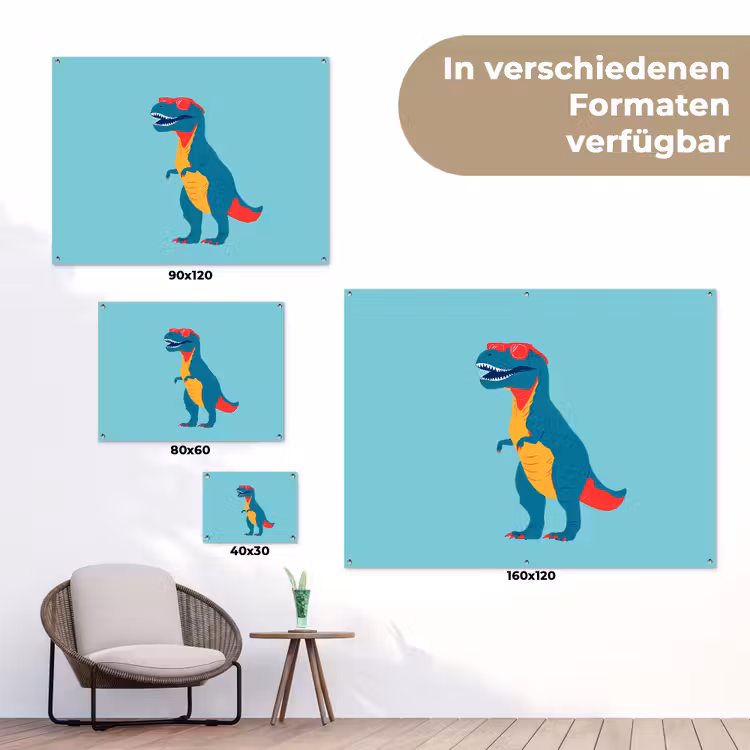 Dinosaurus - Blauw - Zonnebril tuinposter los doek klein -Xsfeer9_DE