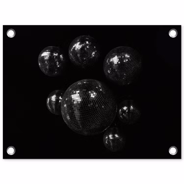 Discoballen - Minimalistisch - Zwart tuinposter los doek klein -3d