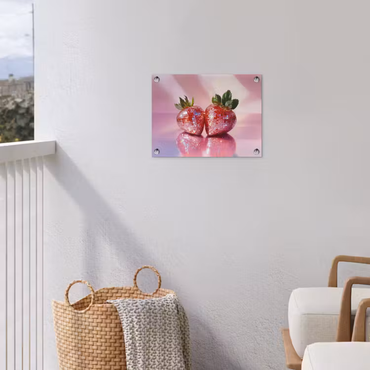 Disco - Fruit - Glitter - Strawberry tuinposter los doek klein -sfeer8