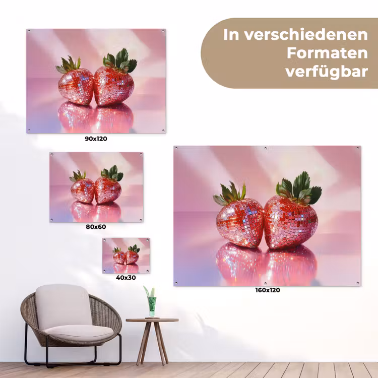 Disco - Fruit - Glitter - Strawberry tuinposter los doek klein -Xsfeer9_DE