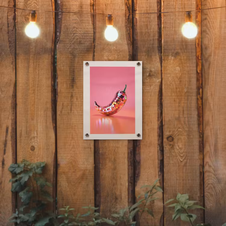 Disco - Peper - Roze tuinposter los doek klein -sfeer1