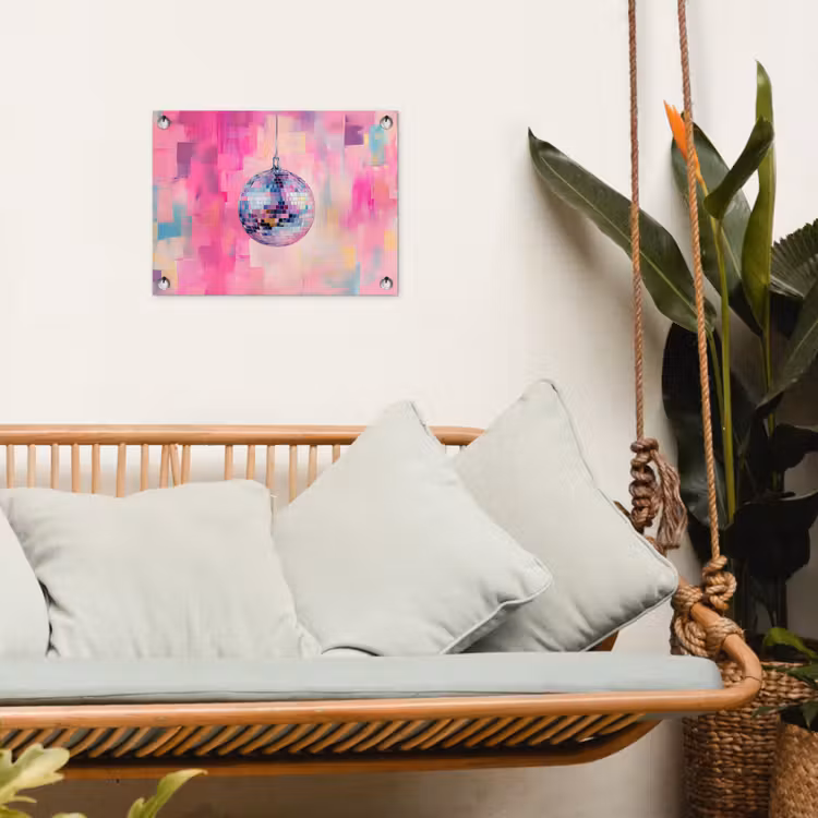 Discobal - Pink - Verf tuinposter los doek klein -sfeer7