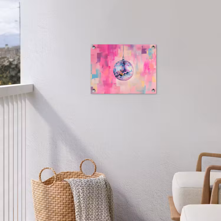 Discobal - Pink - Verf tuinposter los doek klein -sfeer8