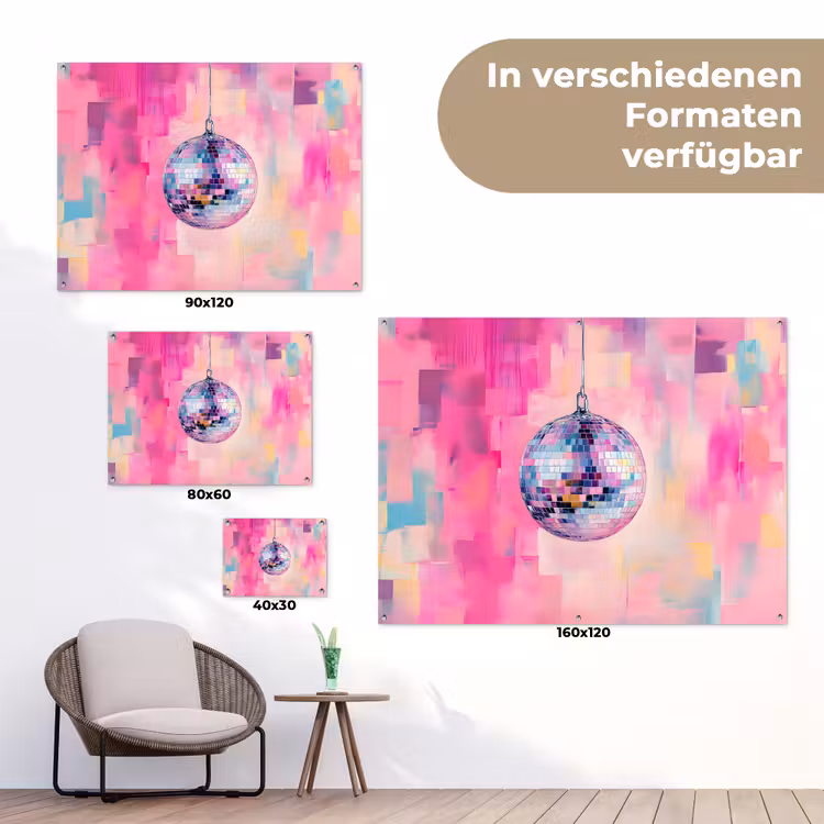 Discobal - Pink - Verf tuinposter los doek klein -Xsfeer9_DE