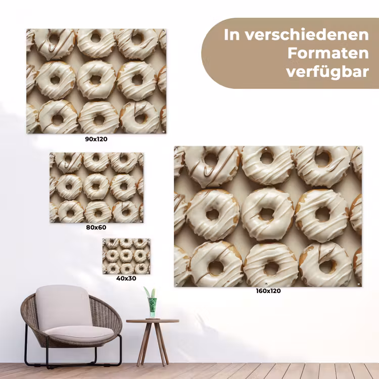 Donuts - Chocolade - Wit - Beige tuinposter los doek klein -Xsfeer9_DE